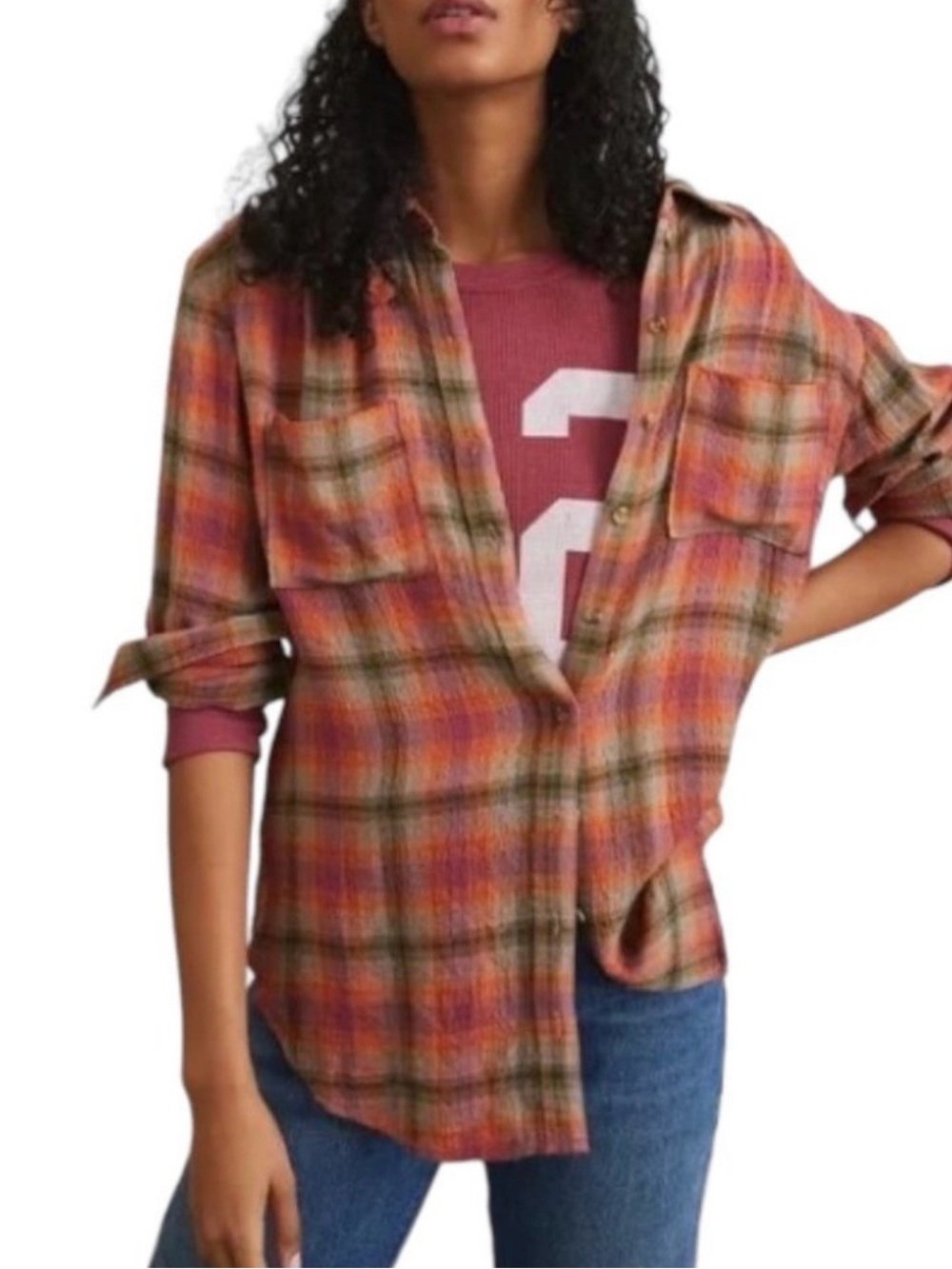 Anthropologie Pilcro Plaid Button Down Shirt Multicolor